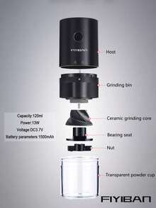 LEVIATECH 1pc USB Rechargeable Electric Coffee Grinder, Compact Portable Coffee Grinder With Professional Ceramic Grinding Core And Adjustable Grind Settings, Suitable For Home, Office, Travel, School And More - HB-985 - Xem 7