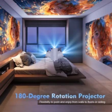 Android 11.0 Smart Projector Native 1920x1080P Support 4K, Ultra-Fast WiFi 6 + Bluetooth 5.0, 180° Freestyle Projection With Keystone Correction, Low Latency Video Beamer For Smartphone/Tablet/PC - EU C Type Plug(220-240V) - View 6