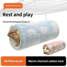 1 pieza Cama de invierno para mascotas de algodón grueso y suave, estilo túnel, cama de descanso diario cómoda para mascotas pequeñas, suministros para mascotas, equipo para mascotas pequeñas, jaula y nido para mascotas pequeñas, cama y hamaca para animales pequeños - Multicolor - Ver 4