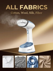 SOKANY 1400W Vaporizador de ropa de alta potencia, vapor rápido en 30s, tanque de agua grande, diseño anti-fugas de varios ángulos, plegado con un solo clic, portátil y fácil de almacenar, boquilla de 7 orificios que elimina fácilmente las arrugas profundas, panel de acero inoxidable, conveniente para viajes y uso doméstico, alisa rápidamente las arrugas y mantiene la ropa limpia y elegante. - Enchufe EU Tipo E(220-240V) - Ver 10