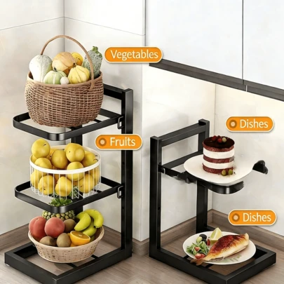 1-częściowy stojak na garnki montowany na ścianie, składany, aby zaoszczędzić miejsce, o dużej nośności, dwuwarstwowy, montaż bez wiercenia. Umożliwia przechowywanie garnków warstwowo, oszczędzając miejsce i nadaje się do zlewów kuchennych, szafek, blatów, balkonów itp., co jest wygodne.