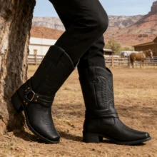 American Western Cowboy Boots For Men, High-Top Outdoor Riding Motorcycle Boots, Work Boots - màu đen - Xem 4
