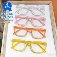 (4-Pack Mixed Styles)  Ultra-Lightweight Women's Reading Glasses Features Stylish, Colored Frames And Clear Lenses. Its Fashionable Design And Clear Vision (Prescription +1.0 To +4.0) Meet The Needs Of Different Degrees Of Presbyopia, Adding A Touch Of Color To Autumn And Winter Outfits. It Helps People With Presbyopia Read Clearly And See Objects Up Close. The Multiple-Pair Design Makes It Convenient For Use In Various Settings Such As Home And Office.US Stock - 彩色 - 查看 17