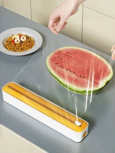 2 piezas Juego de cortador magnético de película para alimentos montado en la pared | Cortador de película de conservación de alimentos para el hogar con montaje magnético en la pared y cuchilla deslizante - Sistema de corte de papel de aluminio de plástico resistente, mecanismo deslizante bidireccional, diseño ahorra espacio, apto para envoltorio de plástico, papel de aluminio, papel para hornear, papel encerado, herramienta de corte de embalaje de uso múltiple - Dispensador reutilizable de envoltura de alimentos para el hogar y la cocina comercial, aplicable para todas las estaciones