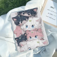 Kawaii Stacked Cats Art IPad Case Auto Wake Sleep Tri-Fold Stand Shockproof With Pen Holder For IPad 10/Air 5/11 M3/Pro 11 - Multicolor - View 2