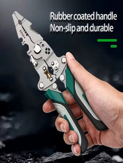 1pc Foldable Wire Stripper, Made Of High Carbon Steel, Suitable For Various Wires Processing, Applicable For Electrical Wiring, Home Maintenance, Line Renovation, Electronics Making, Outdoor Emergency, Home, Construction Site, Workshop, Toolbox, Repair Bench, Suitable For Electricians, Repair Experts, DIY Enthusiasts, Office Workers, Handcrafters, Wire Stripper, Crimping Pliers, Multifunctional Pliers, Foldable Electrician Pliers