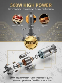 SOKANY 1713-4 4-i-1 stavmixerset, inkluderar multifunktionsmixerstav, visp, hackare och mätkopp, lämplig för livsmedelsbearbetning och mixning av barnmat - EU C typkontakt (220-240V) - Visa 4