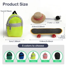 1 Set 3pcs Small Pet Toys, Lizard, Hamster, Parrot, Turtle Skateboard, Backpack, Hat, Cool Accessories Set - Multicolor - View 2