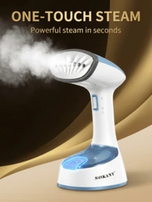 SOKANY 1400W Vaporizador de ropa de alta potencia, vapor rápido en 30s, tanque de agua grande, diseño anti-fugas de varios ángulos, plegado con un solo clic, portátil y fácil de almacenar, boquilla de 7 orificios que elimina fácilmente las arrugas profundas, panel de acero inoxidable, conveniente para viajes y uso doméstico, alisa rápidamente las arrugas y mantiene la ropa limpia y elegante. - Enchufe EU Tipo E(220-240V) - Ver 11
