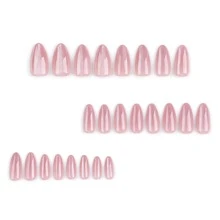 24pcs Cat Eye Nail Stickers Set In Nude, Medium Size With Magnetic Effect Sheet & Mini File, Perfect Daily Nail Art Collection - Multicolor - View 5