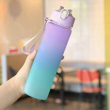 1 pezzo Bottiglia d'acqua in PC da 750ml, a prova di urto e infrangibile, tazza portatile con cannuccia per sport e fitness, adatta per casa, esterno, lavoro, viaggi per rimanere idratati, ottimo regalo per studenti - Rosa - Visualizzare 4