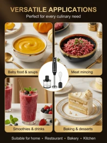 SOKANY 4-In-1 Hand Blender Set, Food Processor, Immersion Blender, Meat Grinder, With Speed Control, Whisk, Includes Multi-Function Blending Shaft, Whisk, Chopper And Measuring Cup, Suitable For Food Processing And Baby Food Blending - Black - View 12