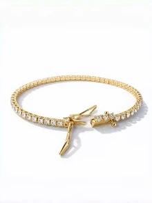 Riviera Luxury Bracelet With Colored Cubic Zirconia | Gold/Silver Plated | Copper Base | Secure Clasp - Women's - Trong suốt - Xem 2