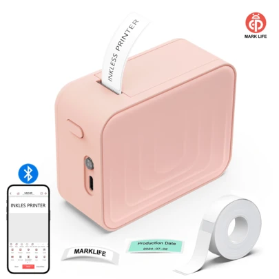 Marklife M1标签打印机，热敏打印机，便携式手持蓝牙微型标签打印机，支持无线连接，内置多种模板，方便智能手机使用，操作简便，适用于办公室、家庭和企业，可通过USB充电。情人节完美礼物。