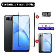3-In-1 Screen Protector Set For Infinix Smart 10 10 HD 10 Plus Full HD Black Border 9H Tempered Glass Camera Lens Film And Fiber Back Film - 3 In 1 - View 7