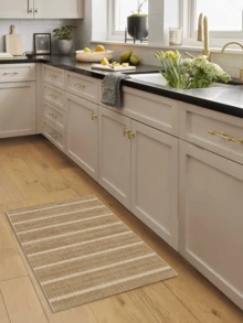 1pc Rug/Carpet/Area Rug/Bath Mat/Bath Rug/Door Mat/Runner/Runner Rug, Classic Distressed Moroccan Minimalist Striped Geometric - Hallway Runner Carpet, Bathroom, Kitchen, Doorway, Entrance, Hallway, Bedside, Living Room, Bedroom, Etc. + All-Season Soft Washable Rug, Home Decor - Multicolor - View 5