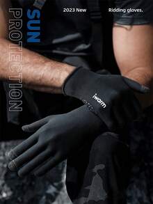 1 Pair Letter Design Elastic Touchscreen Gloves, Unisex Windproof Waterproof Warm Lining Gloves With Full Finger Touchscreen Function, Suitable For Driving, Cycling And Motorcycling, Lightweight Spring/Autumn Style - A - View 5