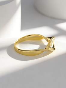 Charm-In Mobius Twist Plated Gold Ring For Women, Versatile For Everyday Wear, Stackable, Elegant Twisted & Smooth Band Jewelry - Gold - View 4