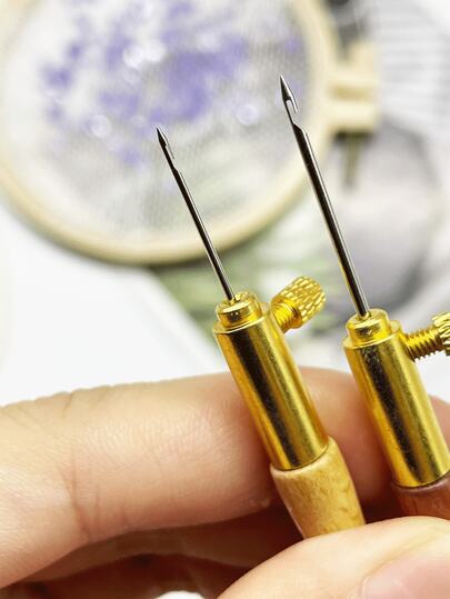 3pcs Embroidery Needles, Beading Needles, French Crochet Hook, Wooden Crochet Hook Handle, Suitable For Fine Crochet, Lace Crochet And Delicate Yarn Crafting