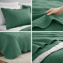 Prime Palazzo Luxury 3-Piece Double Bedspread Set With Ultrasonic Quilting - 綠色 - 查看 8