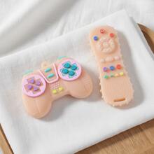 2件套仿真遥控游戏机婴儿磨牙玩具 6-12个月硅胶感官咀嚼玩具 - 彩色 - 查看 7