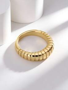 Charm-In Unique Plated Gold Ring, Elegant Snake Bone Design, Delicate Accessory For Daily Wear And Dates, Great Gift For Valentine's Day And Anniversary - Gold - View 3