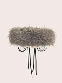 一件式多功能灰色毛绒保暖腰带，Y2K复古纯色仿毛皮腰带，性感配饰，可搭配外套、牛仔裤、连衣裙，适合日常穿着、派对、万圣节、圣诞节等场合，是送给朋友的绝佳礼物。 - 灰色 - 查看 2