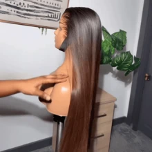 SHINEHAIR Natural Brown Ombre Lace Front Wig, 13 X 4 Cm, Glueless, Pre-Plucked With Baby Hairs, 250% Hair Density, For Women - Multicolor - View 11