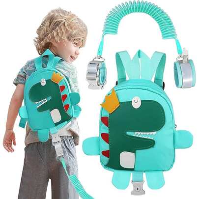 Mochila para Niños, Mochila con Arnés de Anti-Pérdida, 2 en 1 Mochila Bebé de Dinosaurio de , Cómoda Correa Antirrobo de 2.5 M Ajustable con Cierre de para Niños y Niñas