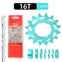 VXM Mountain Road Slope Bike HG Cassette Flywheel Chain Set, Aluminum Alloy 16T/18T Single Speed Bicycle Parts - Multicolor - View 11
