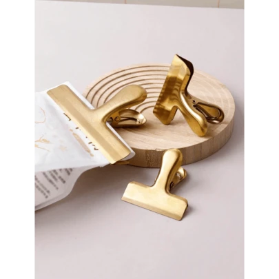 1pc Snack Sealing Tool Clip Bill Holder And Stationery Clip Stainless Steel Chip Clips, Bag Clips For Food, Heavy Duty Snack Clips Metal Clips To Seal Coffee Bags, Ideal For Office And Kitchen Use, Binder Clips (2in/3in/4in)