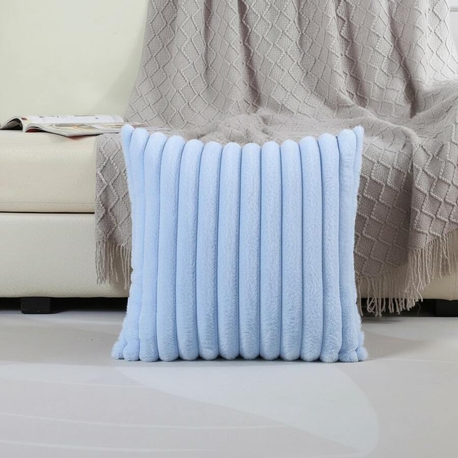 Capa P/ Almofada Em Pelucia Wave Soft 2 Lados- 40x40 Cm - Baby Blue - Visão 1