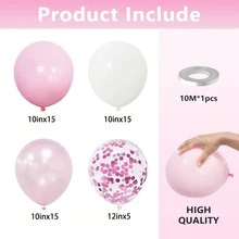 Pink & White Balloons - 50pcs 10" Pink Confetti Balloons For Birthday, Wedding, Christening & Baby Shower Parties - Multicolor - View 2