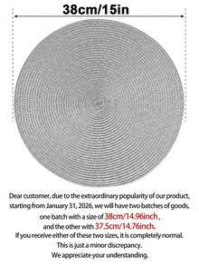4/6pcs Handwoven Gray PP Round Placemats, Heat-Resistant Coasters, Decorative Mats, Best Selling, Multiple Colors Available, Suitable For Birthday, Christmas, Housewarming, Celebration, Holiday Party, Family Gathering, Etc. (38cm Size For Large Tables, 30cm Size For Small Tables, Also 12cm Cute Coasters Available) - Light Grey - View 7
