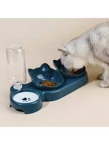 猫碗，双碗宠物喂食器，颈部保护自动饮水碗，防溢猫粮水碗，宠物用品 - 100ml - 查看 5