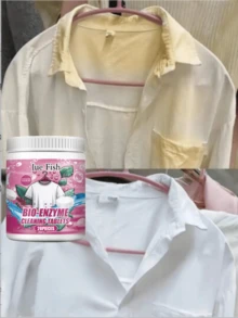 JUE FISH 衣物清洁泡腾片 - 含有小苏打、过碳酸钠和柠檬提取物。快速去除各种油渍、汗渍和食物污渍，使衣物恢复洁净亮丽的状态。 - 固體 - 查看 2