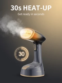 SOKANY 1400W大功率手持式蒸汽熨斗，30秒快速出蒸汽，大容量水箱，多角度防漏，一键折叠，便携易收纳，7孔喷嘴，不锈钢底板，方便旅行和居家使用，快速抚平褶皱，保持衣物洁净如新。 - 查看 7