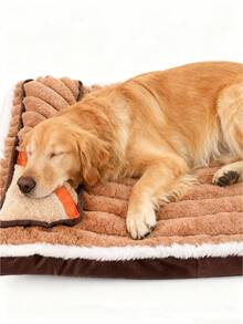 1件 LANGXINGCS 宠物床，撞色设计宠物用品，带枕头毛绒狗沙发，小型犬繁殖软垫宠物床，可放置于狗笼内，可拆卸拉链软猫床，适合小型、中型和大型猫狗 - 彩色 - 查看 3