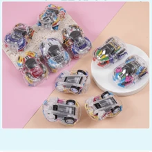 Colorful Printed Mini Car Double-Layer Transparent Graffiti Inertial Racing Car Model Toy, Small Gift - Multicolor - View 3
