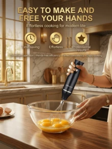 SOKANY 4-In-1 Hand Blender Set, Food Processor, Immersion Blender, Meat Grinder, With Speed Control, Whisk, Includes Multi-Function Blending Shaft, Whisk, Chopper And Measuring Cup, Suitable For Food Processing And Baby Food Blending - Black - View 11