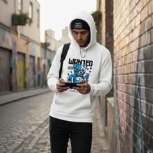 Moletom Canguru Streetwear Com Capuz Flanelado Urbano Inverno Forrado Diário Viagem Passeio Rua Festa - Branco - Visão 2