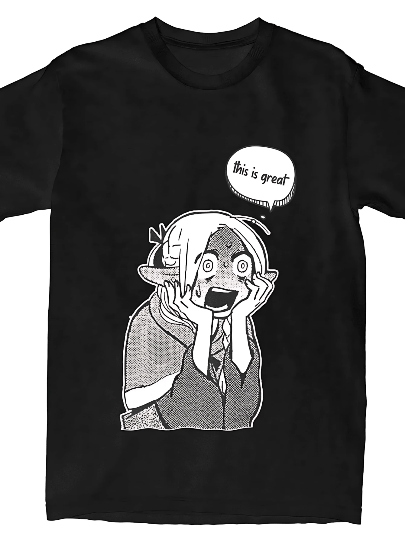 Dungeon Meshi Marcille T-Shirt Manga Art Hip Hop T Shirts Short Sleeves Classic Tops Summer Cotton O Neck Tees - 黑色7 - 查看 1
