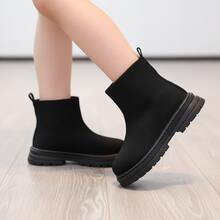 Botas para Niña de Tejido de Punto Transpirable y Suave Botines Infantiles de Moda con Suela Gruesa Antideslizante Zapatos para Niña Estilo Botas de Calcetín Tenis para Niña Casuales Calzado Ligero y Cómodo de Estilo Moderno Botas de Niña Elegantes para Todo el Día Calzado Resistente y Flexible - Negro - Ver 6