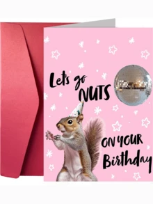1pc Creative & Funny Birthday Greeting Card - Innovative Design Card With Thick Card And Envelope, Cute Squirrel Theme Card To Light Up Your Birthday! Solid Color Design, Suitable As A Gag Gift For Friends, Siblings, Colleagues And Companions - Multi-colored Thickened Envelope Greeting Cards - View 1