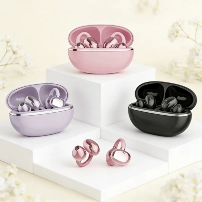 Kabellose offene Ohr Ohrclip ENC Ohrhörer Bluetooth 5.3 HD Anruf Touchfunktion Ohrhörer geeignet für Android und iOS