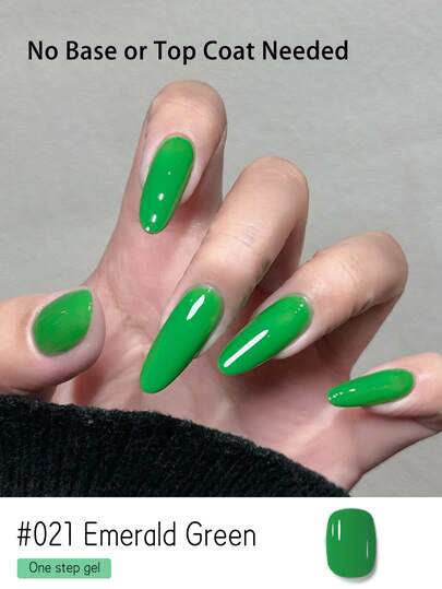 لاك جل أخضر زمردي 15مل 3 في 1 بألوان حلوى نقية وحلوة - لا يحتاج قاعدة أو طبقة علوية، يتم تصليبه بأشعة UV/LED، قوة صالون احترافية ومرنة، مثالي لعيد الحب والأظافر في الصالون