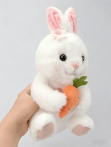 25 cm/9,8-calowa pluszowa zabawka w kształcie królika ogrodowego, trzymająca marchewkę, z szydełkowanym kwiatkiem na głowie, pluszowy króliczek, idealny do domku zabaw, odpowiednia dla osób w każdym wieku, uroczy prezent dla rodzin i miłośników zwierząt, idealna jako przytulna dekoracja pokoju na Walentynki i Wielkanoc oraz na świąteczne przyjęcia. - Wielokolorowe - Zobacz 5