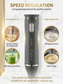 SOKANY 1713-4 4-i-1 stavmixerset, inkluderar multifunktionsmixerstav, visp, hackare och mätkopp, lämplig för livsmedelsbearbetning och mixning av barnmat - EU C typkontakt (220-240V) - Visa 9
