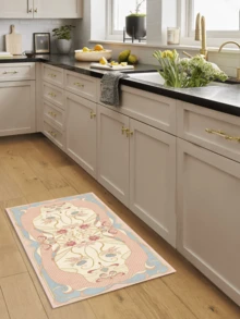 1 pieza Alfombra/Tapete/Felpudo de área suave y lavable con estampado de cinta floral artístico moderno, adecuado para pasillo, baño, cocina, entrada, dormitorio, sala de estar y otros espacios - Multicolor - Ver 5