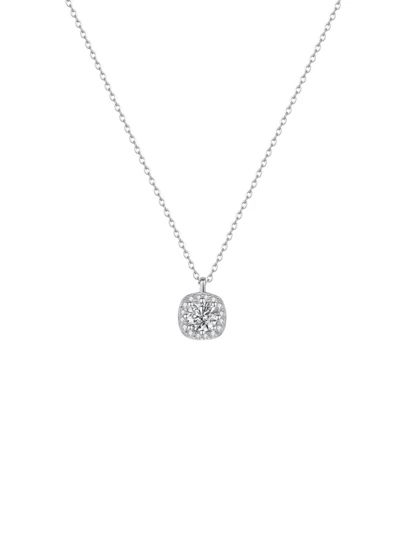 925 Sterling Silver Square Cubic Zirconia Diamond Sparkling Necklace, Gift Box, For Daily Wear And Party